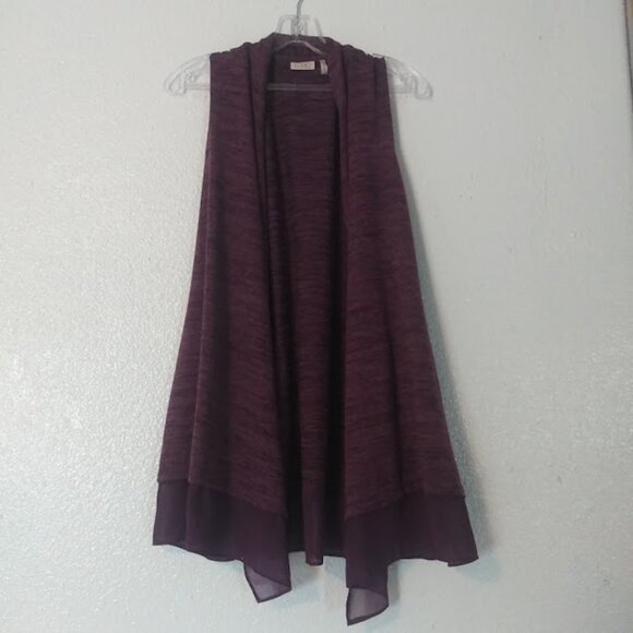 Logo by Lori Goldstein Women's S purple marbled sleeveless cardigan sweater - Picture 1 of 13